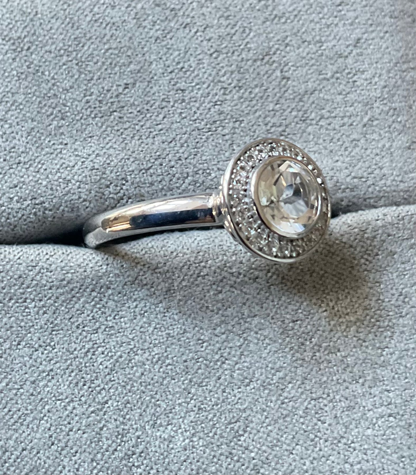 Clogau Ar Dan White Topaz Cocktail ring size Q in silver and rose gold