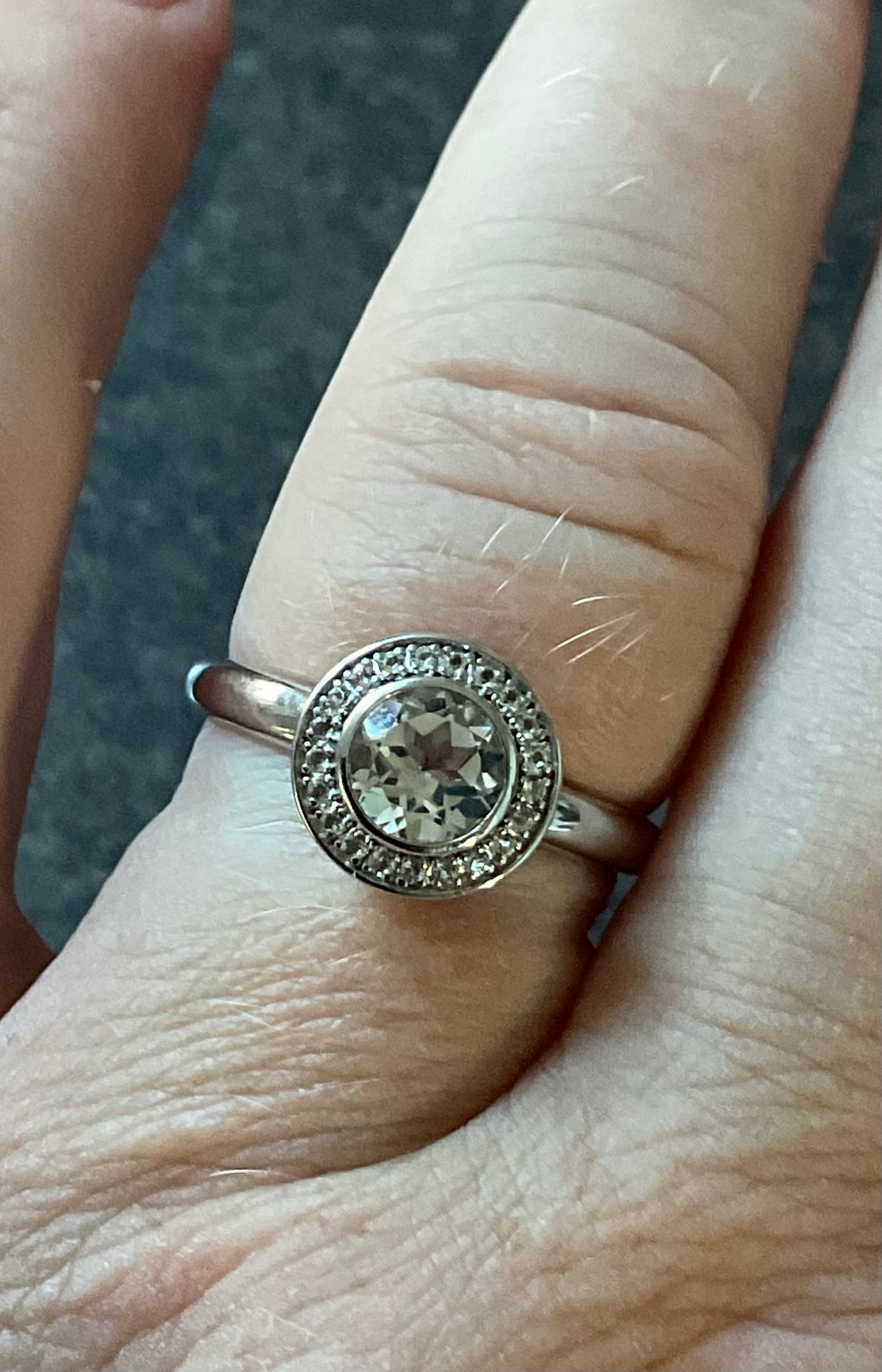 Clogau Ar Dan White Topaz Cocktail ring size Q in silver and rose gold