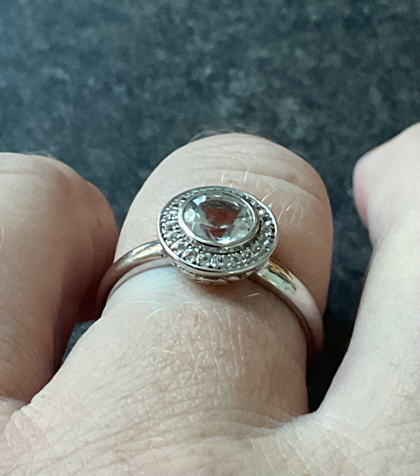 Clogau Ar Dan White Topaz Cocktail ring size Q in silver and rose gold