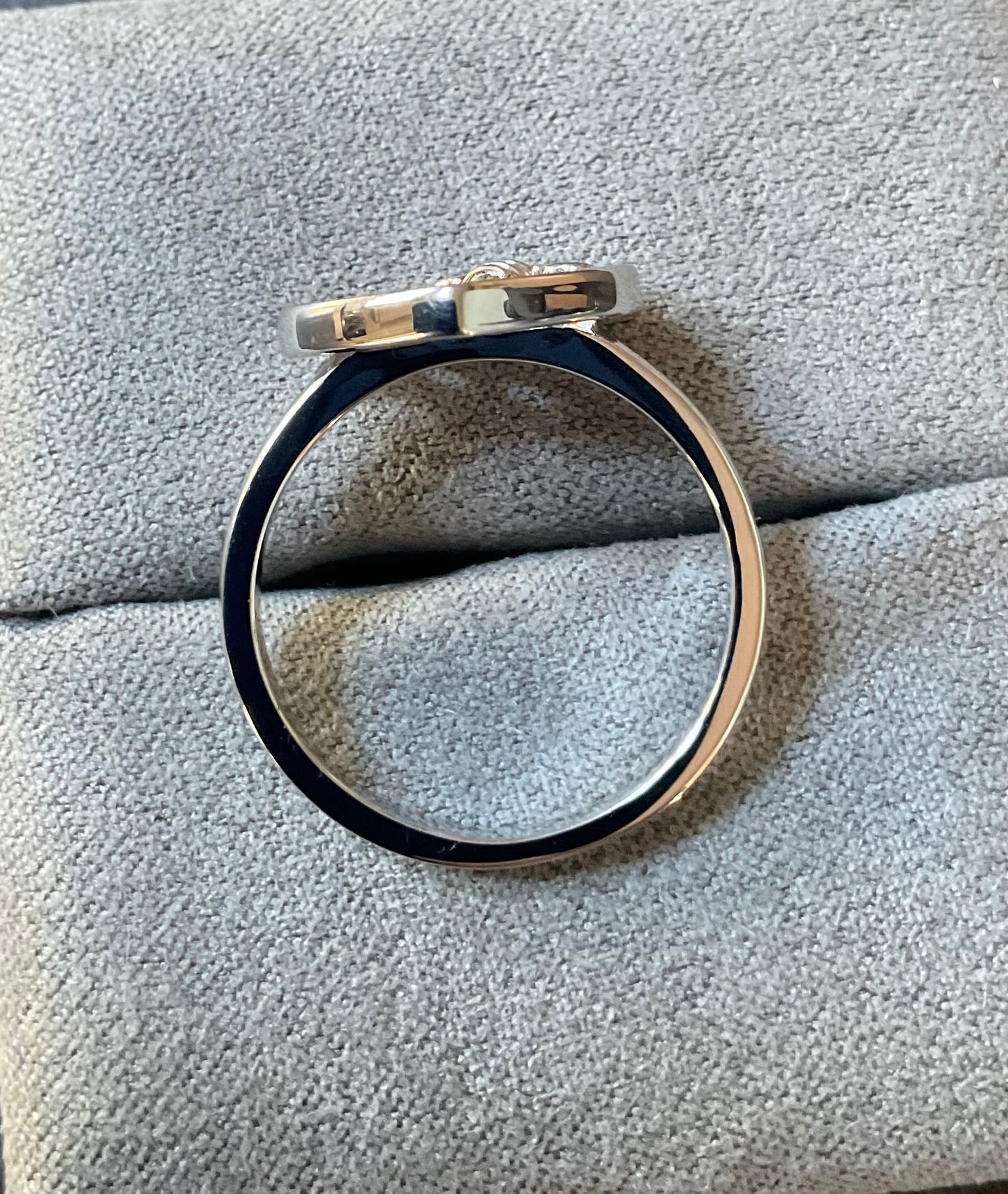 Clogau Honey Bee Honeycomb Heart ring in silver and rose gold sizes O and R
