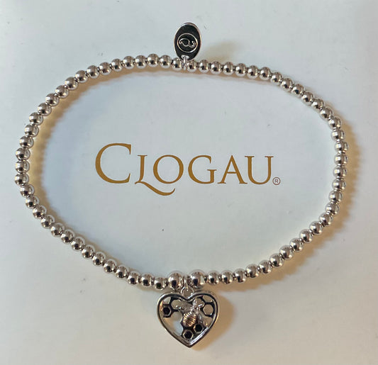Clogau Honey Bee Honeycomb Heart affinity bead bracelet in silver and rose gold