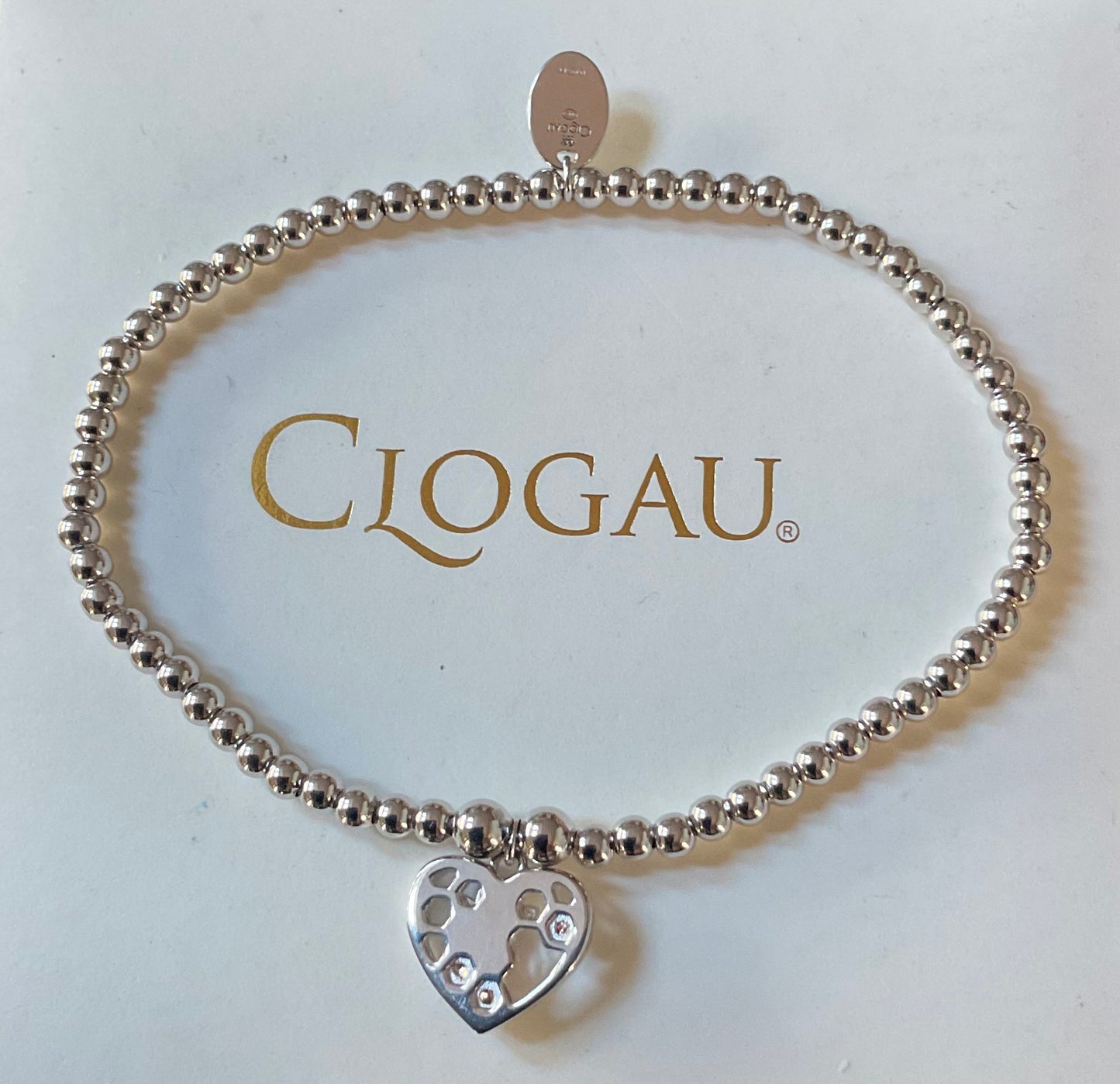 Clogau Honey Bee Honeycomb Heart affinity bead bracelet in silver and rose gold