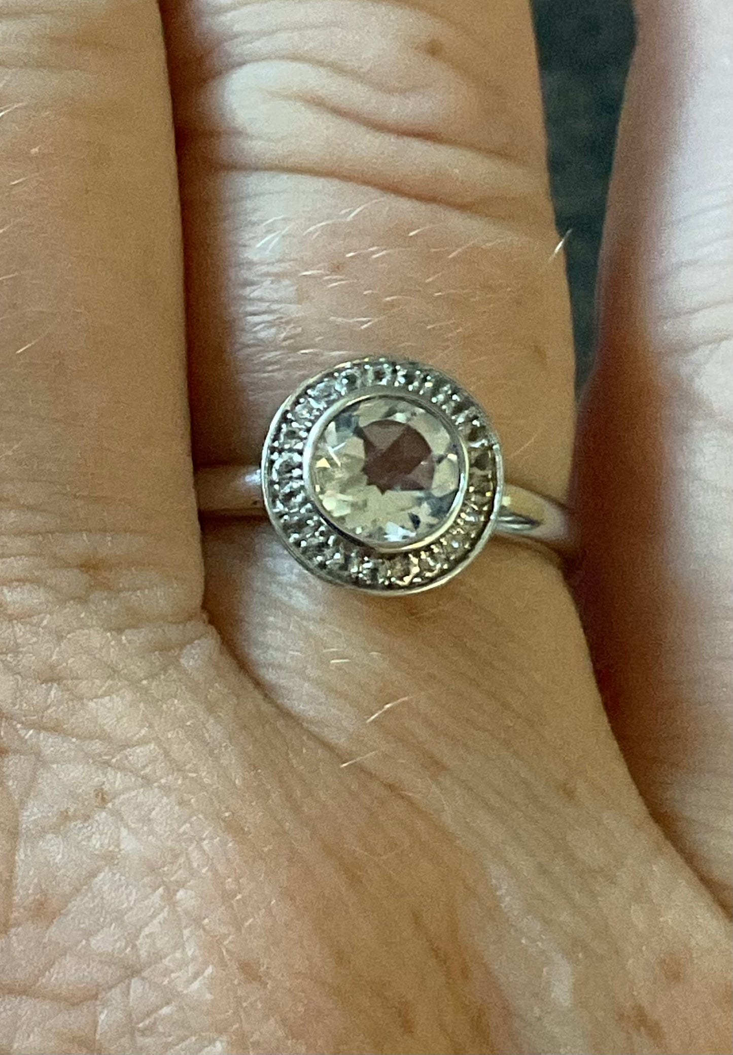 Clogau Ar Dan White Topaz Cocktail ring size T in silver and rose gold