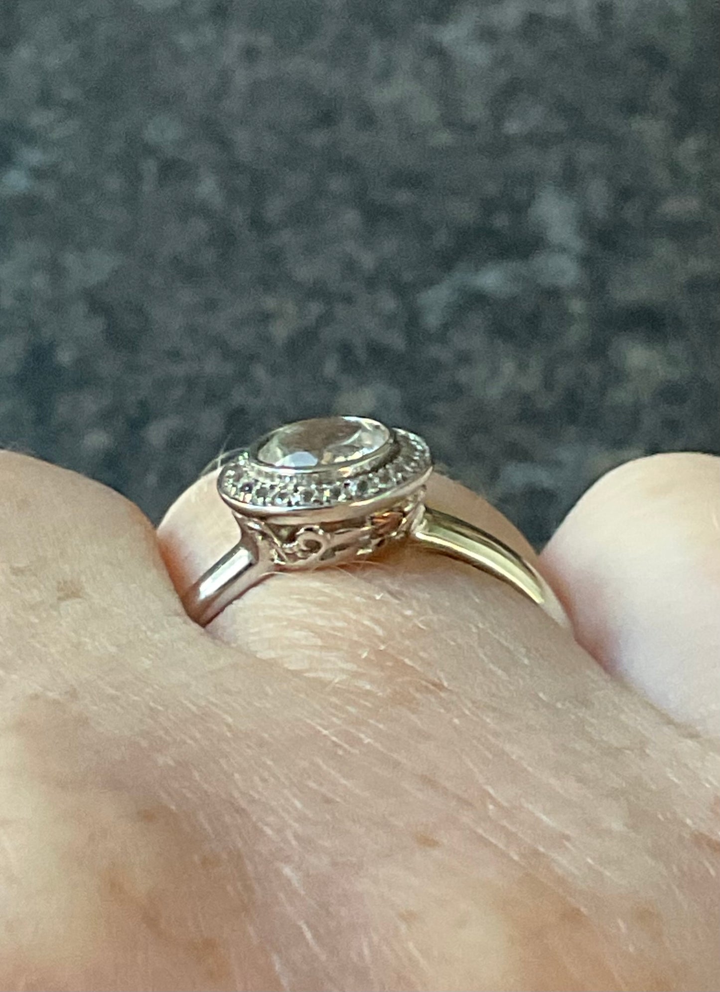 Clogau Ar Dan White Topaz Cocktail ring size T in silver and rose gold