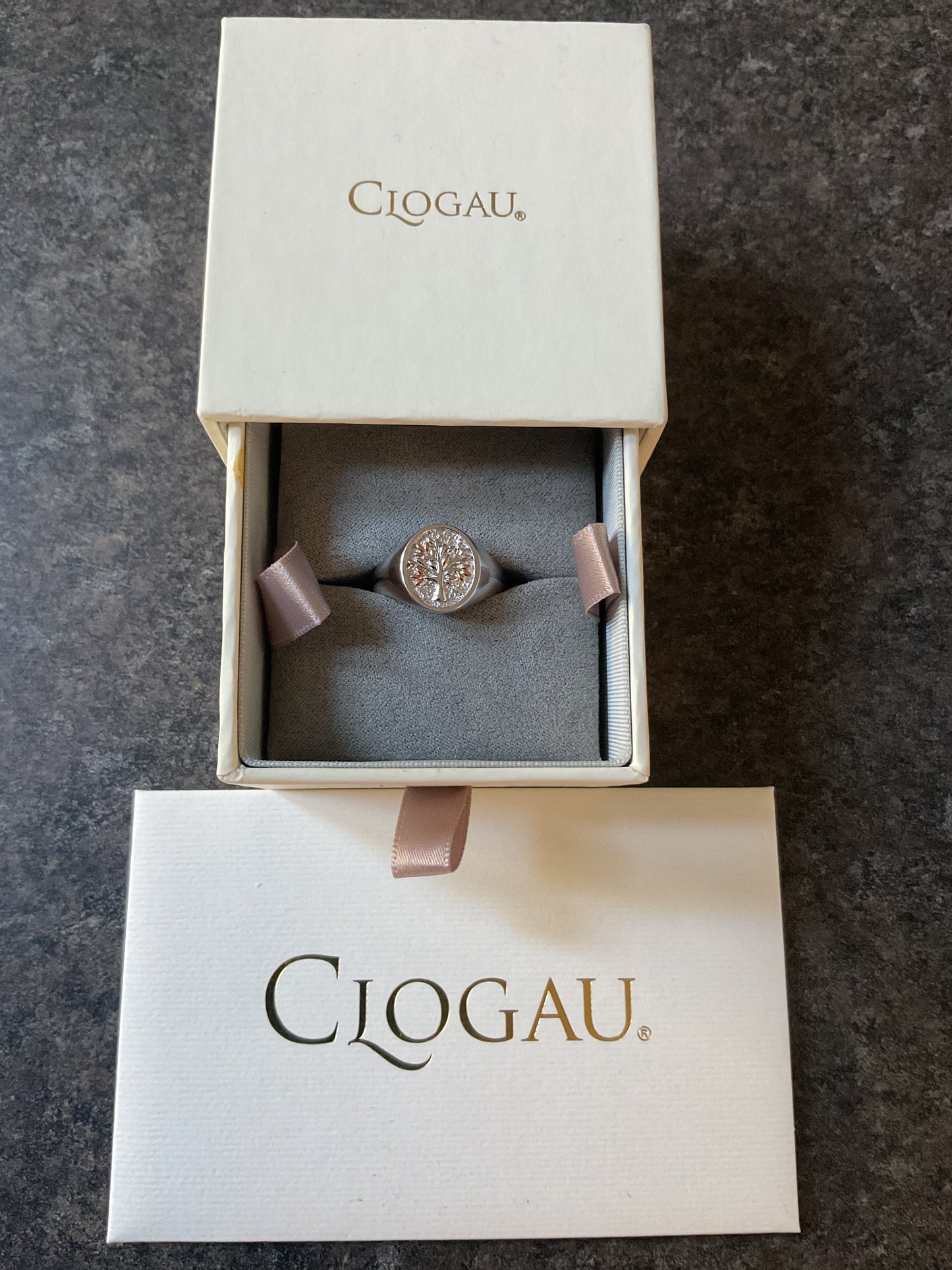 Clogau Unisex Tree of Life Signet ring in silver and rose gold size P