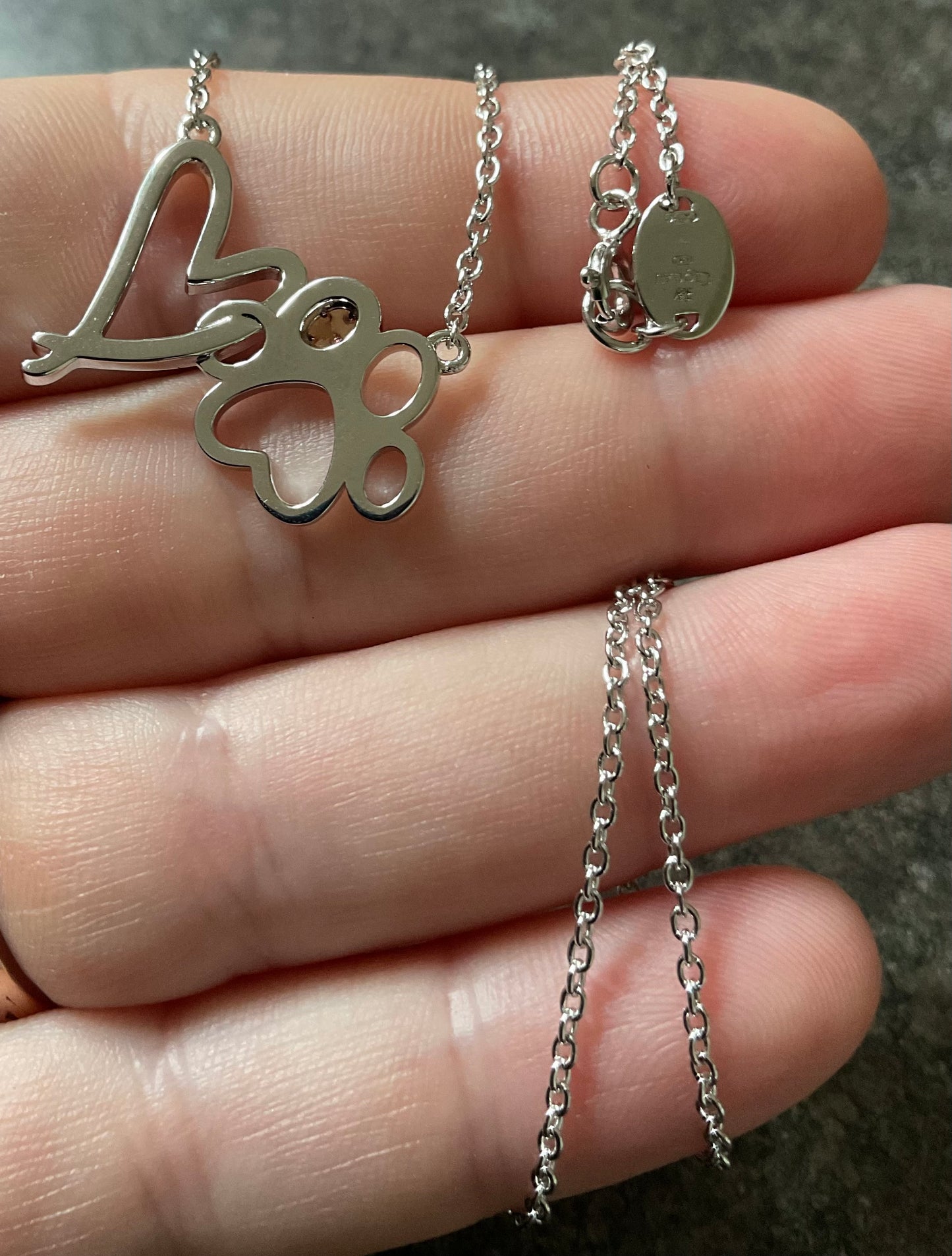 Clogau Paw Prints on my Heart necklet necklace 18” in silver and rose gold