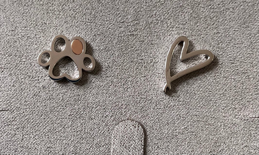 Clogau Paw Prints on my Heart stud earrings in silver and rose gold