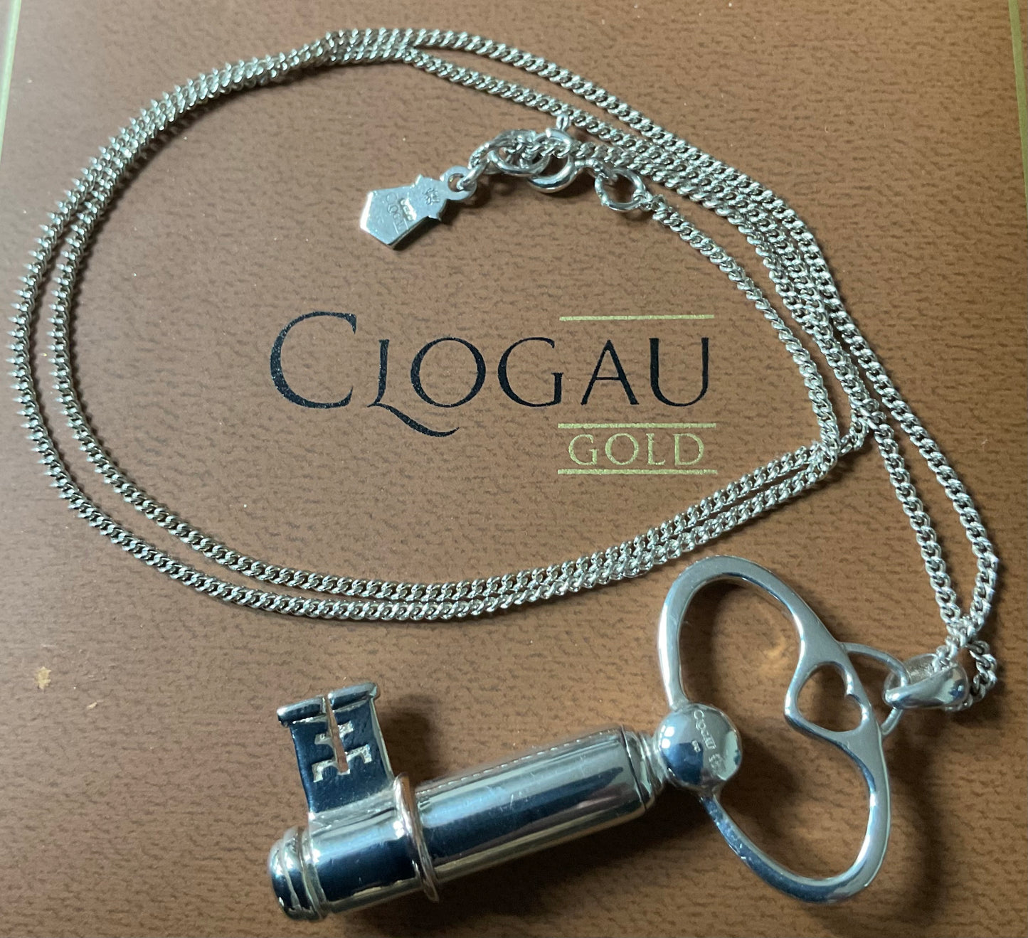 Clogau Key Notes silver and rose gold pendant necklace 18” with secret note compartment