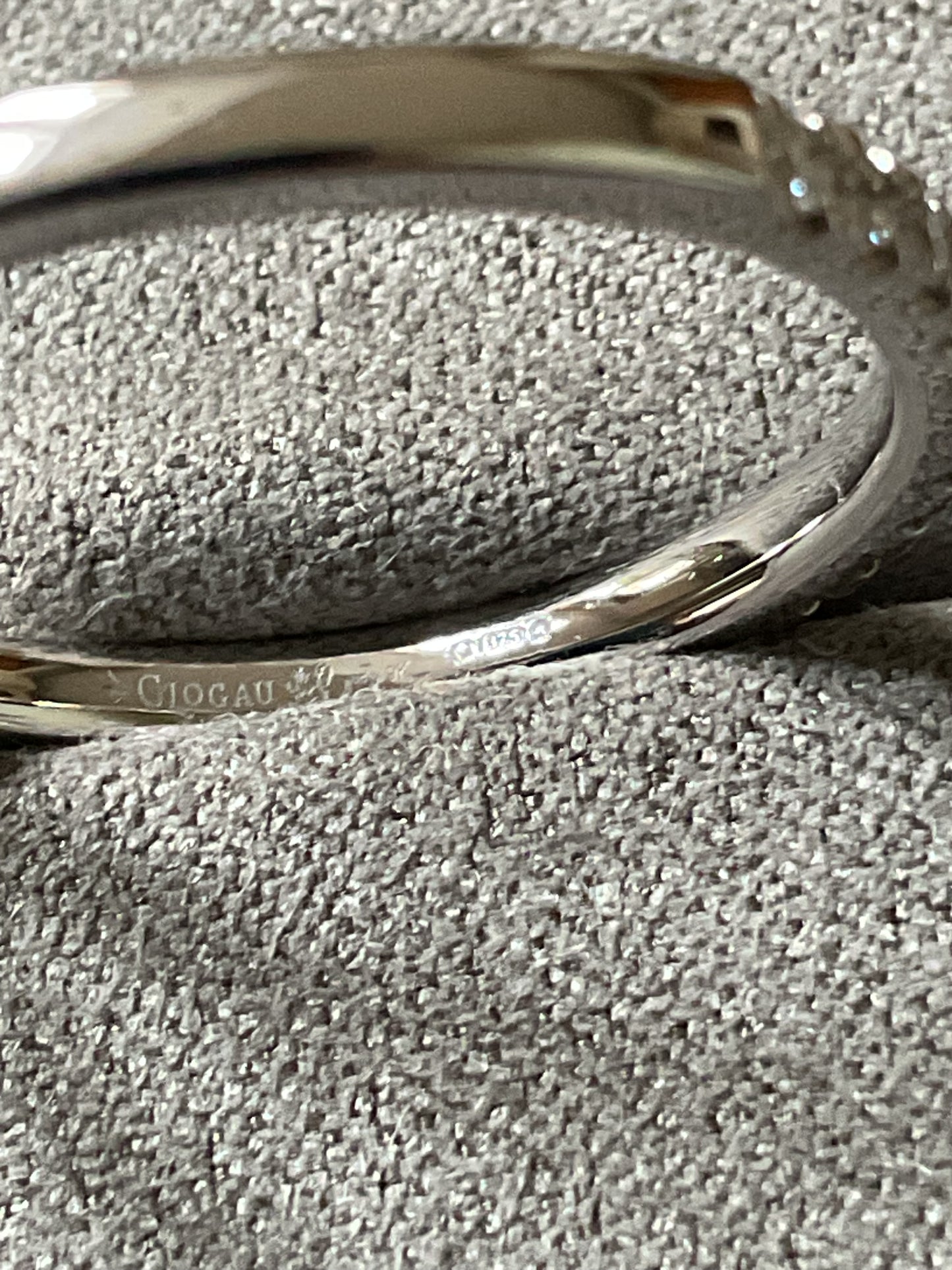 Clogau 9ct Timeless Love white gold and diamond 2mm wedding band ring size T (RRP £750)