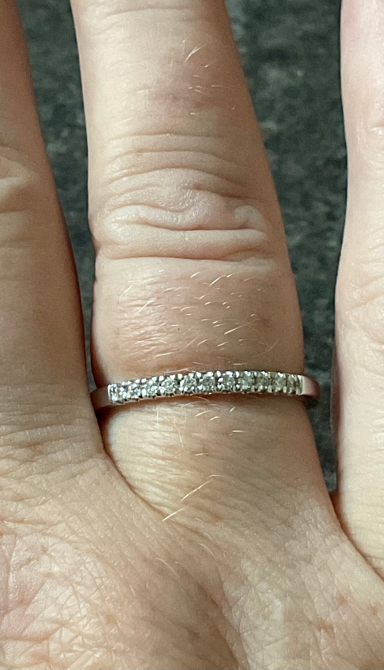 Clogau 9ct Timeless Love white gold and diamond 2mm wedding band ring size T (RRP £750)