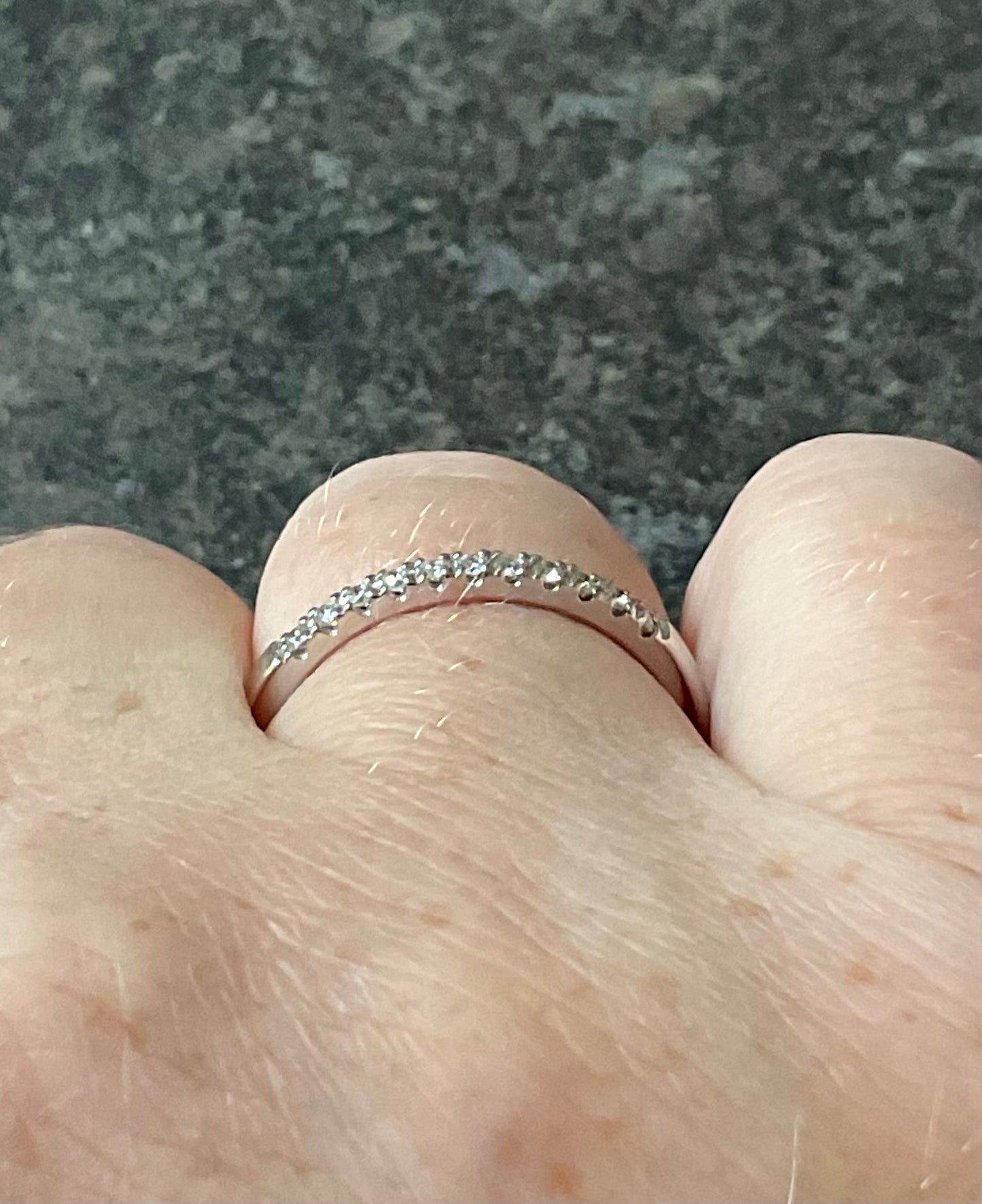 Clogau 9ct Timeless Love white gold and diamond 2mm wedding band ring size T (RRP £750)