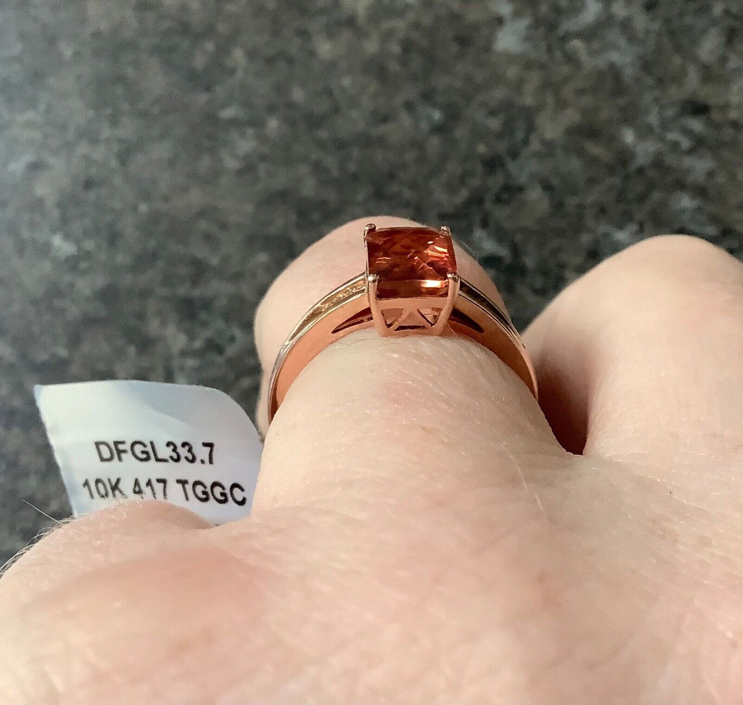9K Mongolian Andesine and white topaz ring 1.44CTS size N1/2