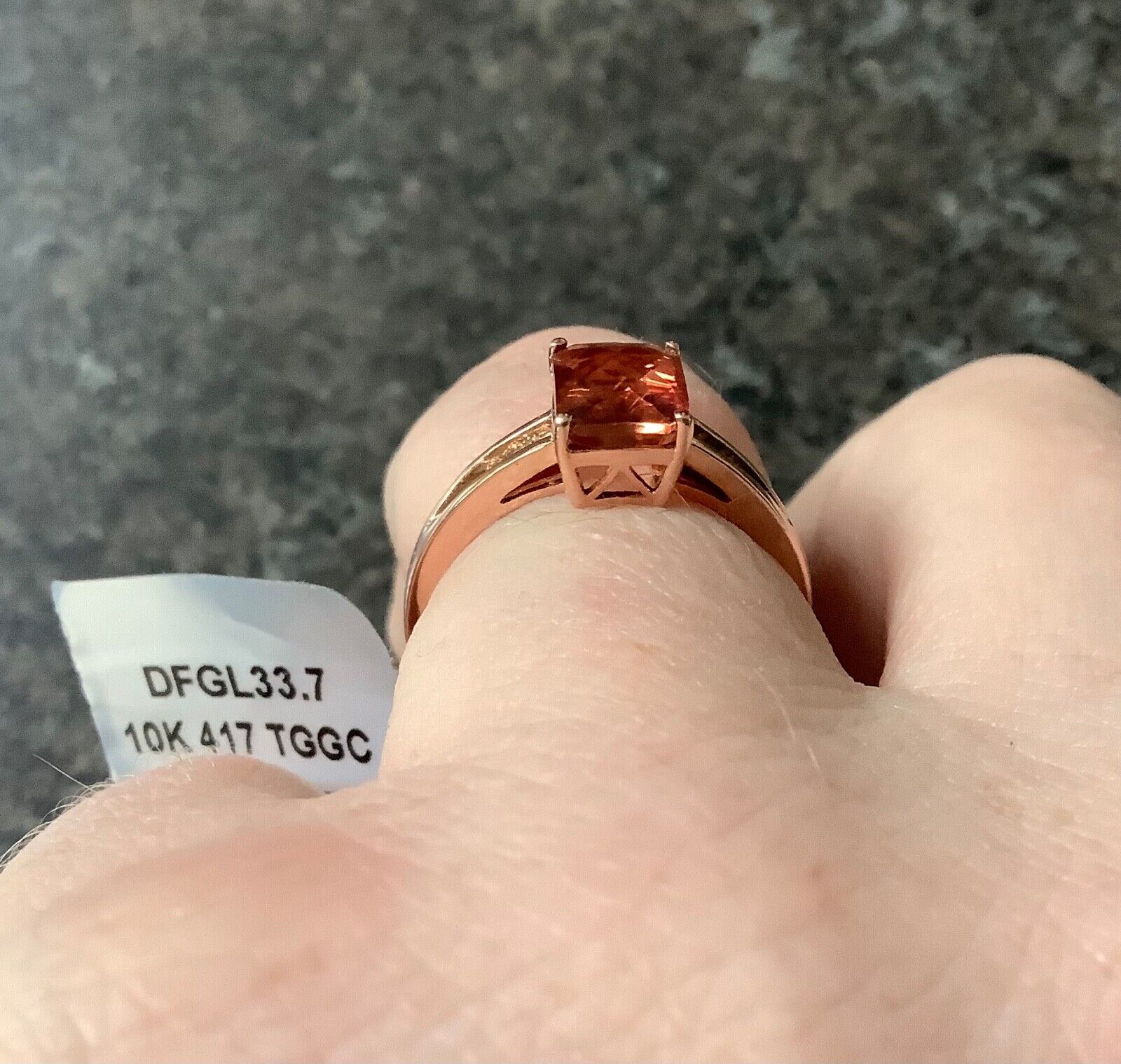 9K Mongolian Andesine and white topaz ring 1.44CTS size N1/2