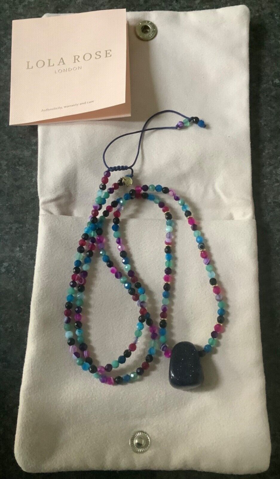 Lola Rose Blue Goldstone & multicolour semi-precious bead necklace adjustable