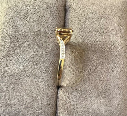9ct Andalusite and diamond ring size N1/2 yellow gold hallmarked
