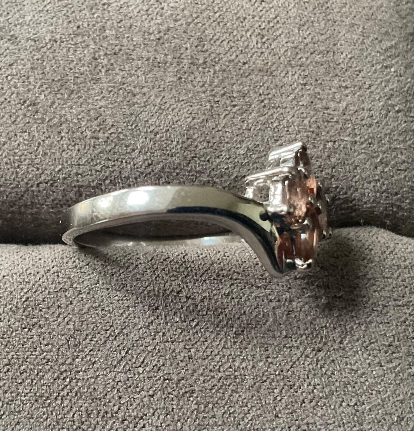 925 Andalusite oval cut cluster bypass ring size P1/2 sterling silver