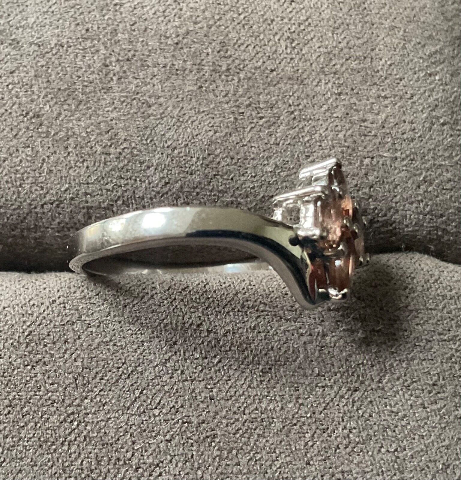 925 Andalusite oval cut cluster bypass ring size P1/2 sterling silver