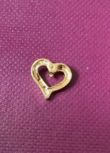 9ct natural diamond heart slider pendant yellow gold