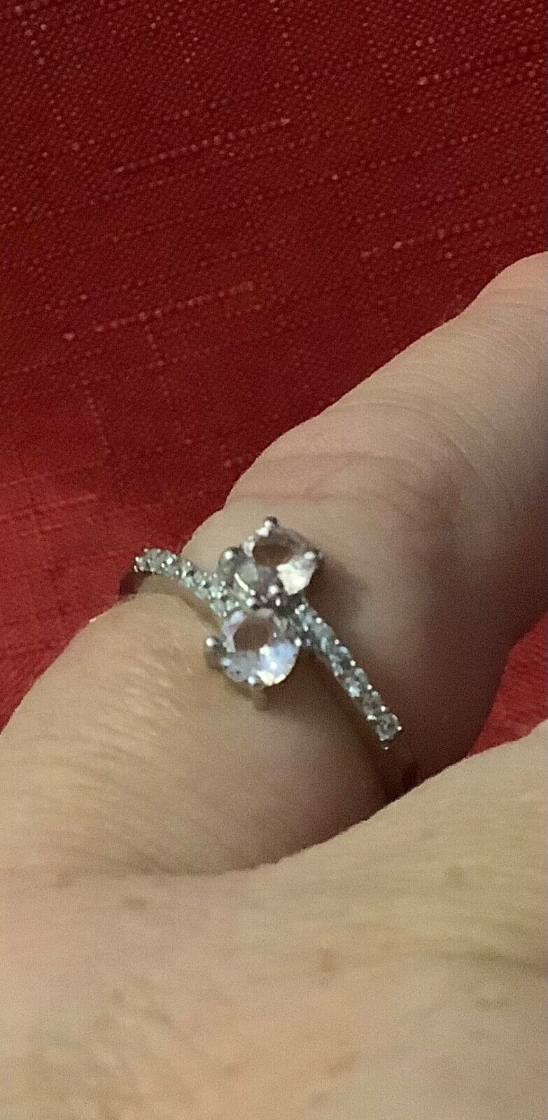 925 pink spinel & white zircon cross over bypass ring size N1/2 Gemporia