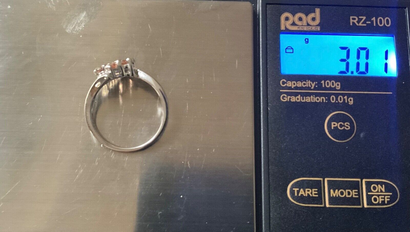 925 Andalusite oval cut cluster bypass ring size P1/2 sterling silver