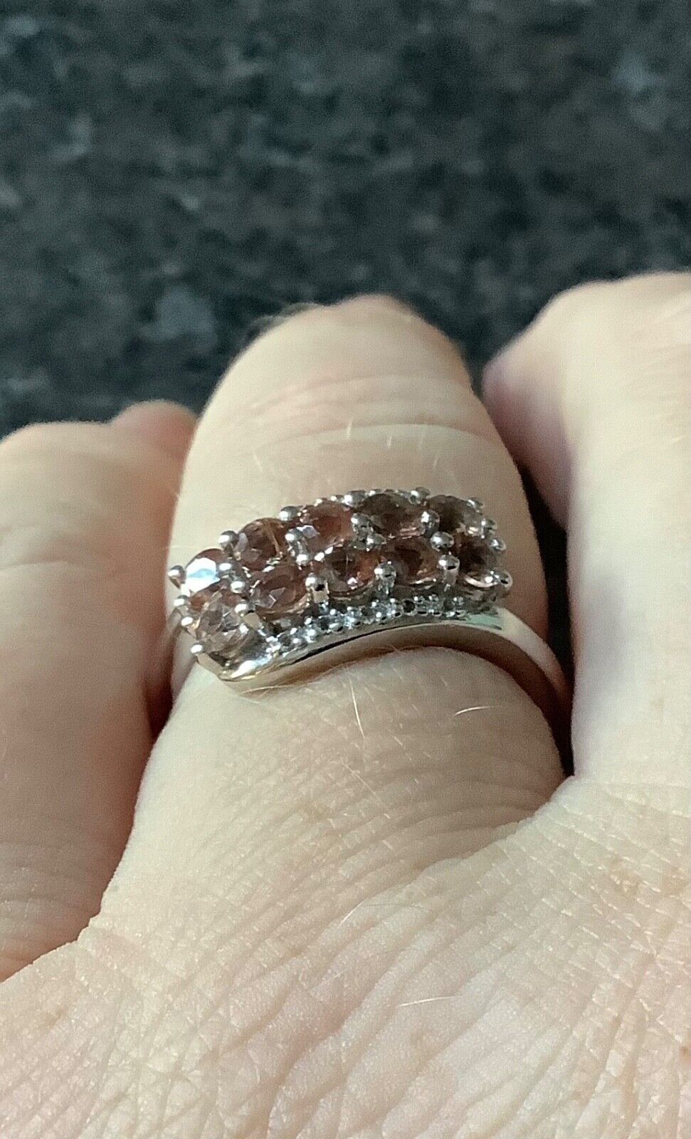925 Andalusite & zircon offset double row bypass ring size P1/2 sterling silver