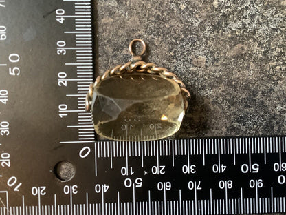Antique 9ct citrine large swivel fob pendant 19.31g Birmingham 1901