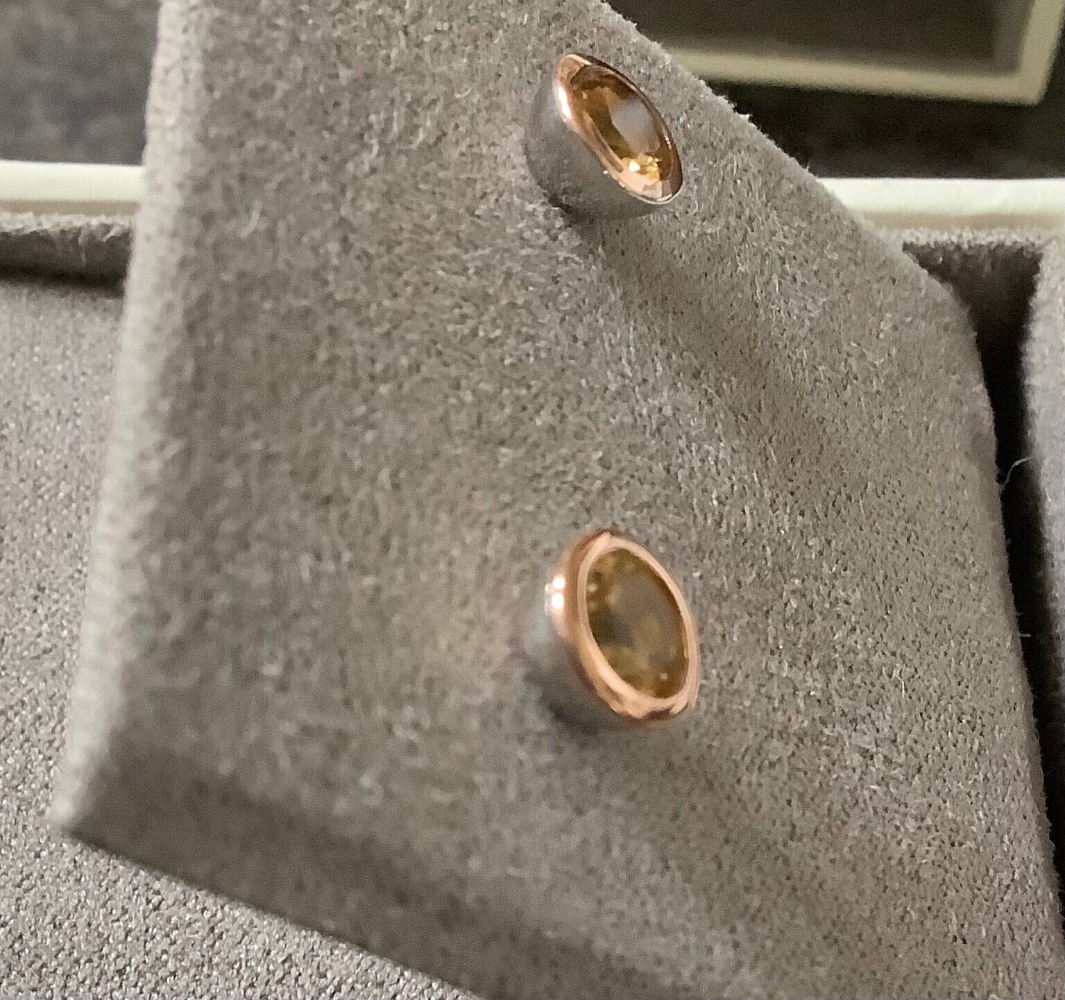 Clogau November Citrine birthstone stud earrings silver and rose gold