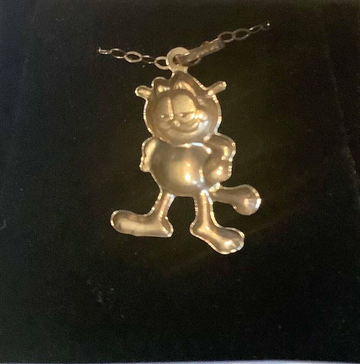 9ct Vintage Garfield necklace 16" yellow gold cat 1976 UFS