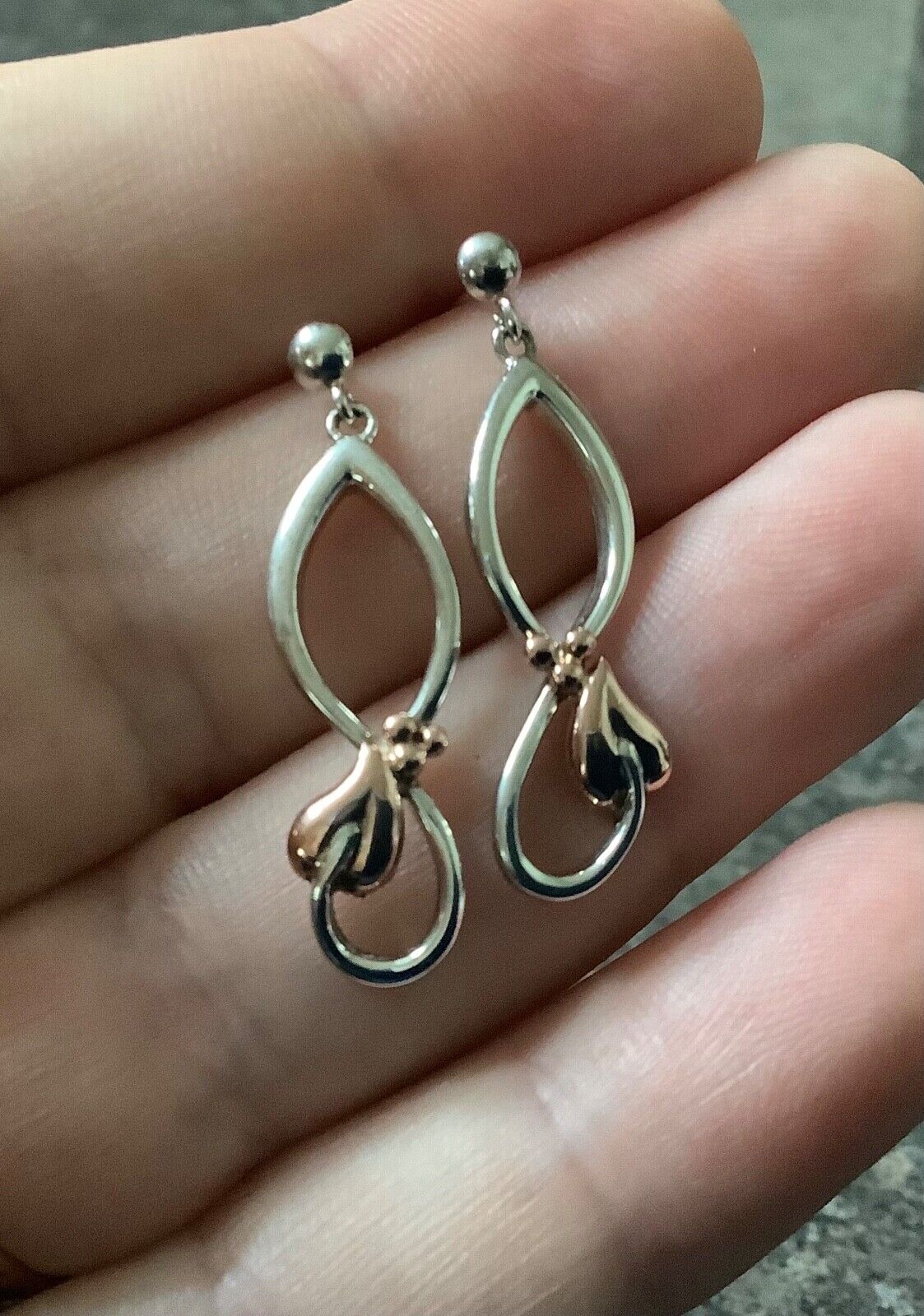 Clogau Tree of Life drop earrings silver and rose gold