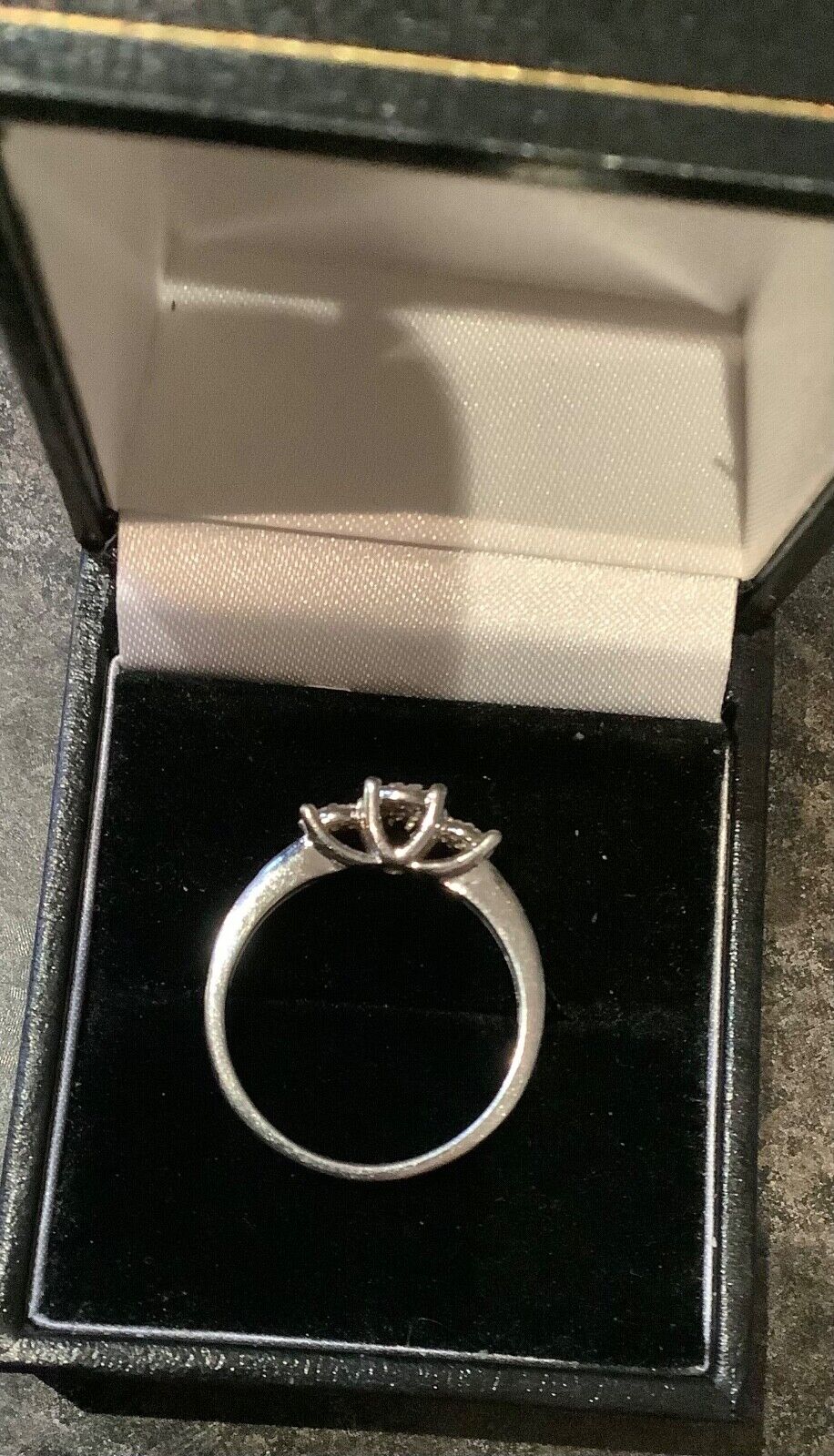 9ct white gold natural diamond trilogy cluster ring size N1/2
