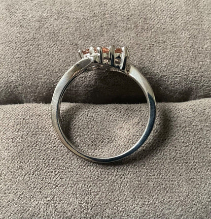 925 Andalusite oval cut cluster bypass ring size P1/2 sterling silver