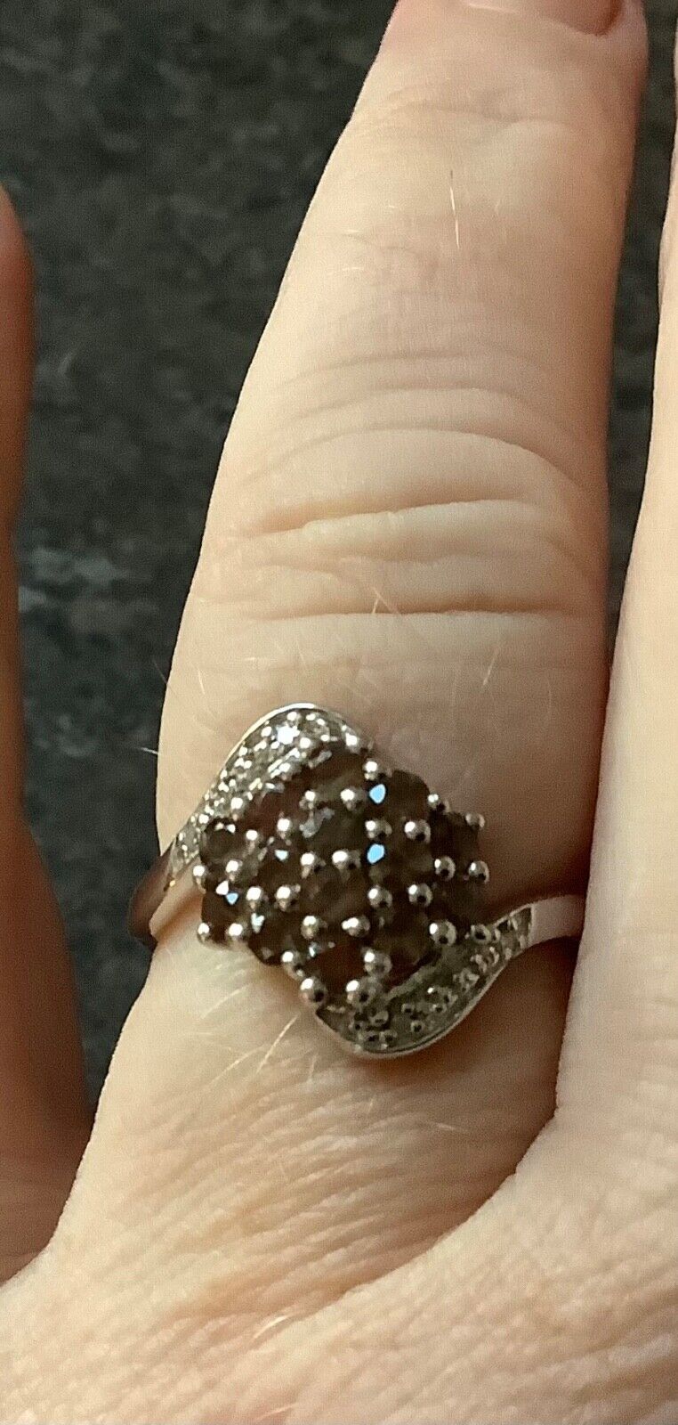 925 Andalusite & zircon cluster wave bypass shoulders ring P1/2 sterling silver