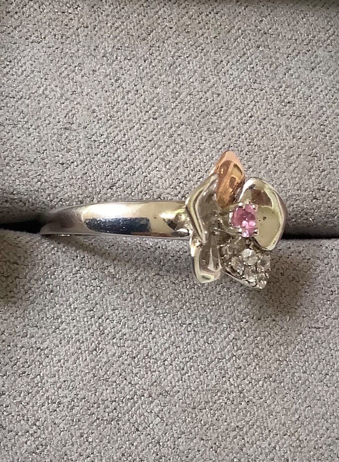 Clogau pink sapphire orchid ring size M silver and rose gold