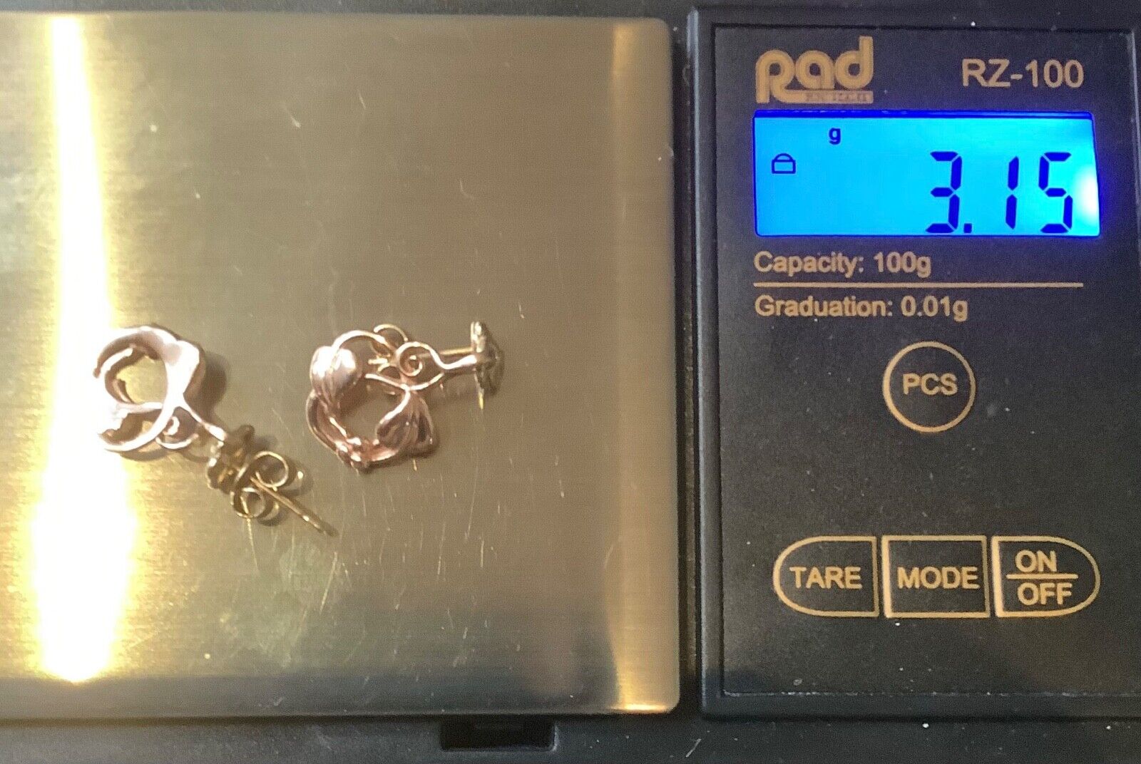 Clogau 9ct Tree of Life foliate drop earrings yellow and rose gold
