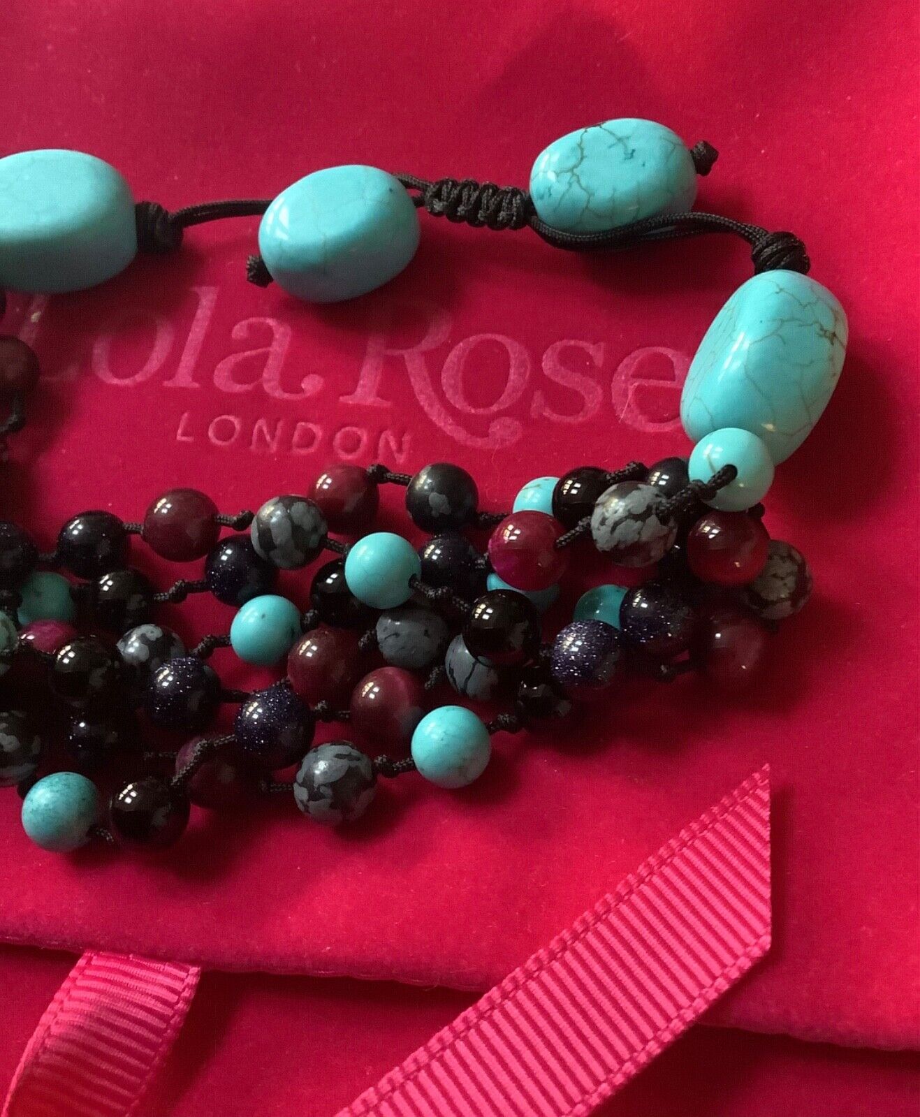 Lola Rose Dillon Moroccan mix adjustable semi-precious stone 6 strand bracelet