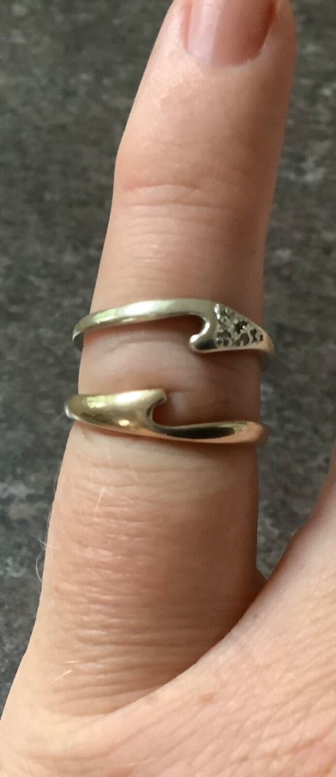 9ct interlinked yellow and white gold rings with diamonds size L1/2-M 2 rings
