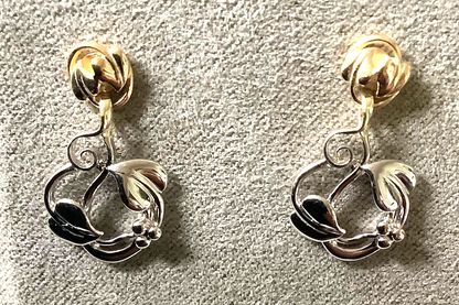 Clogau 9ct white (Moon) gold and yellow gold Tree of Life drop earrings