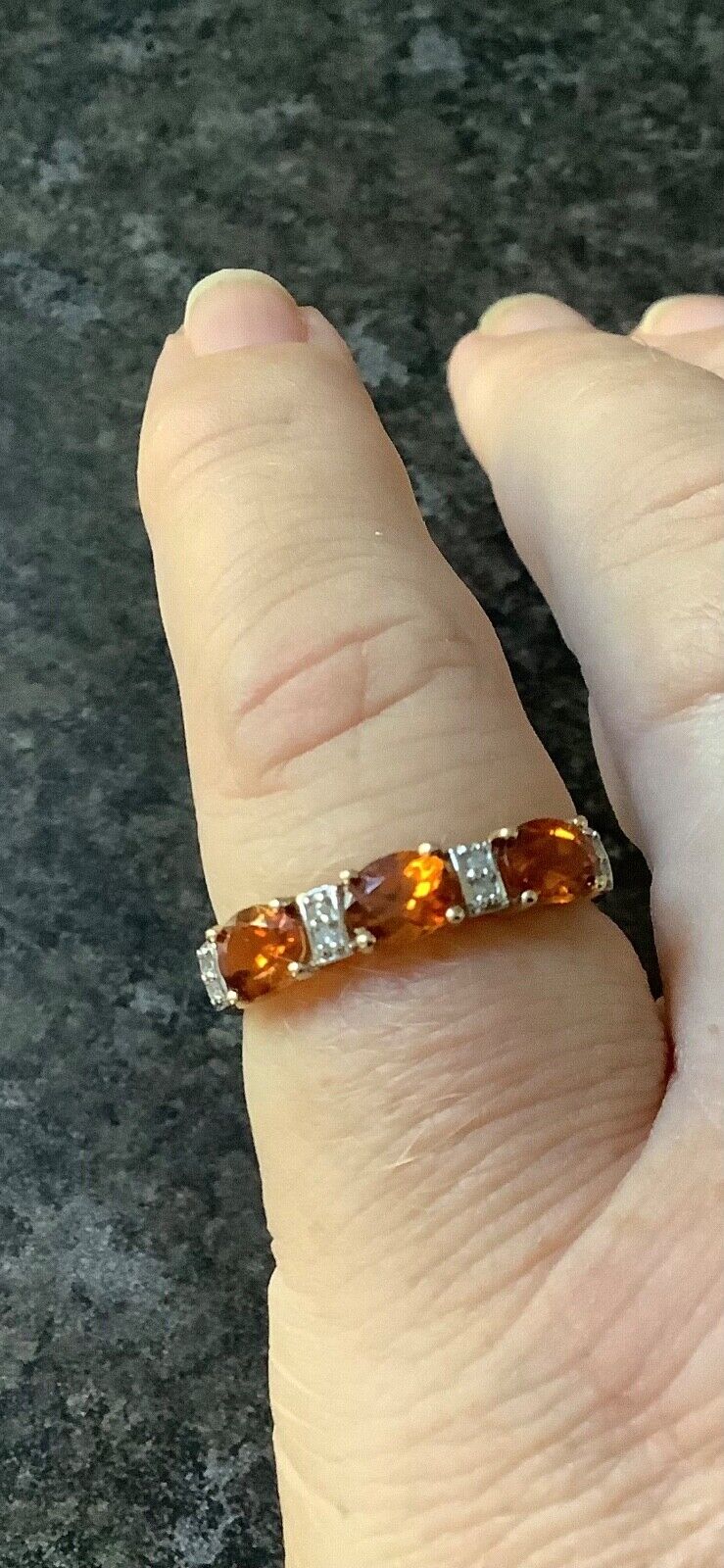 9ct Malaia garnet and diamond ring size N1/2 yellow gold with certificate