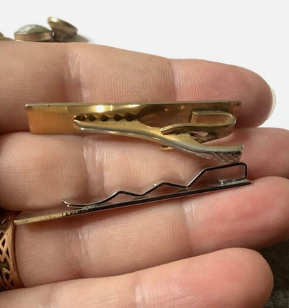 vintage cufflinks and tie clips bundle silver tone gold tone
