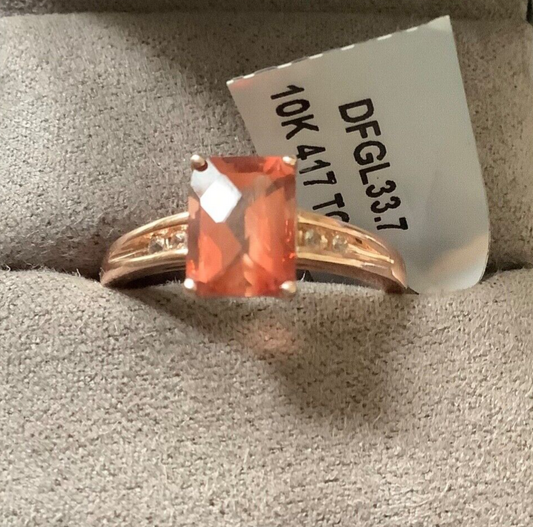 9K Mongolian Andesine and white topaz ring 1.44CTS size N1/2