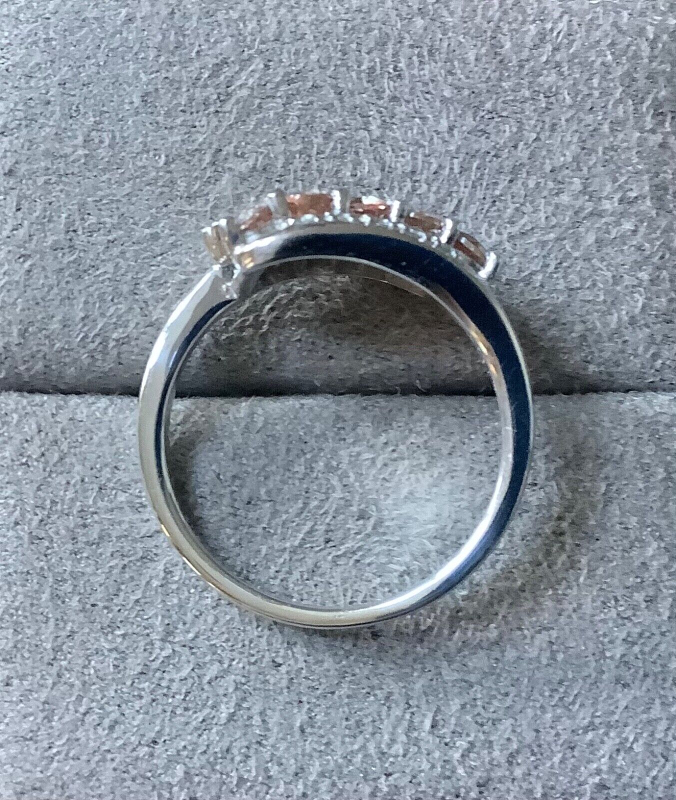 925 Andalusite & zircon offset double row bypass ring size P1/2 sterling silver