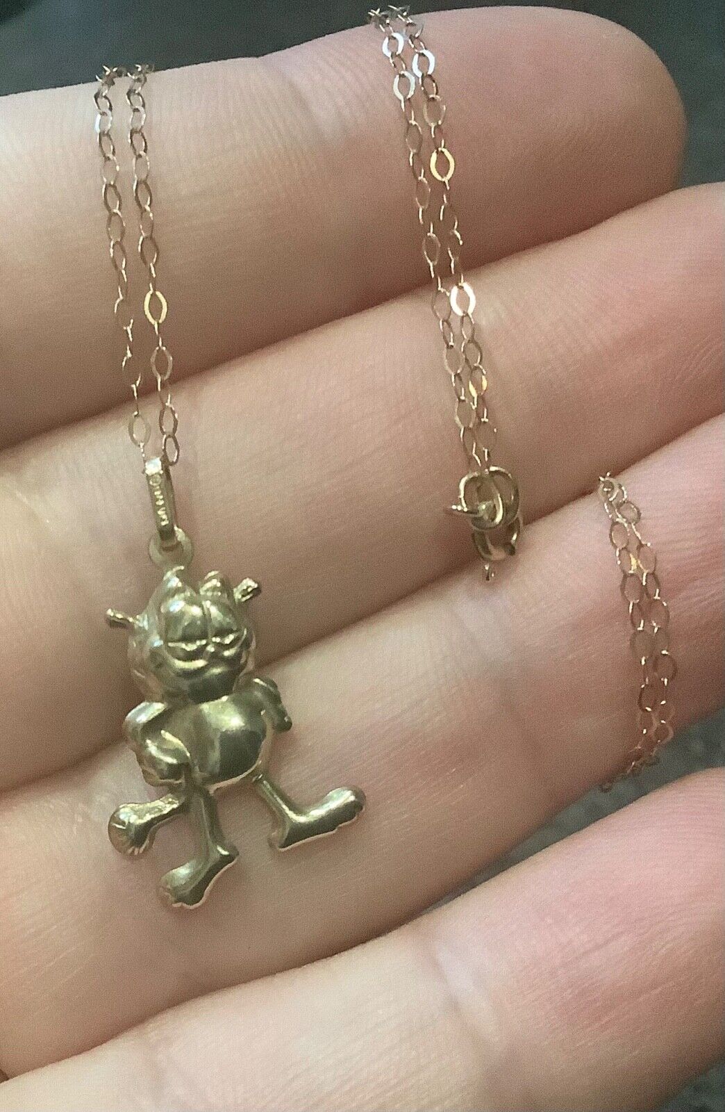 9ct Vintage Garfield necklace 16" yellow gold cat 1976 UFS