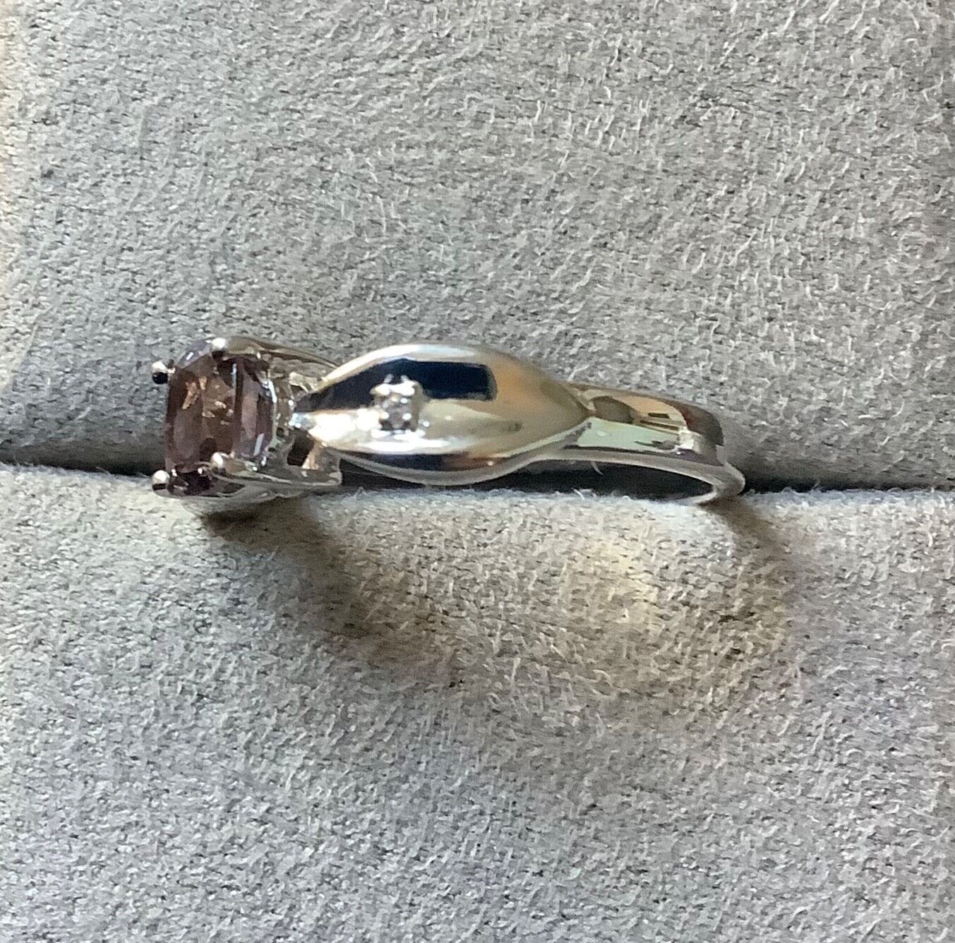 925 Purple Spinel solitaire sterling silver ring size P1/2