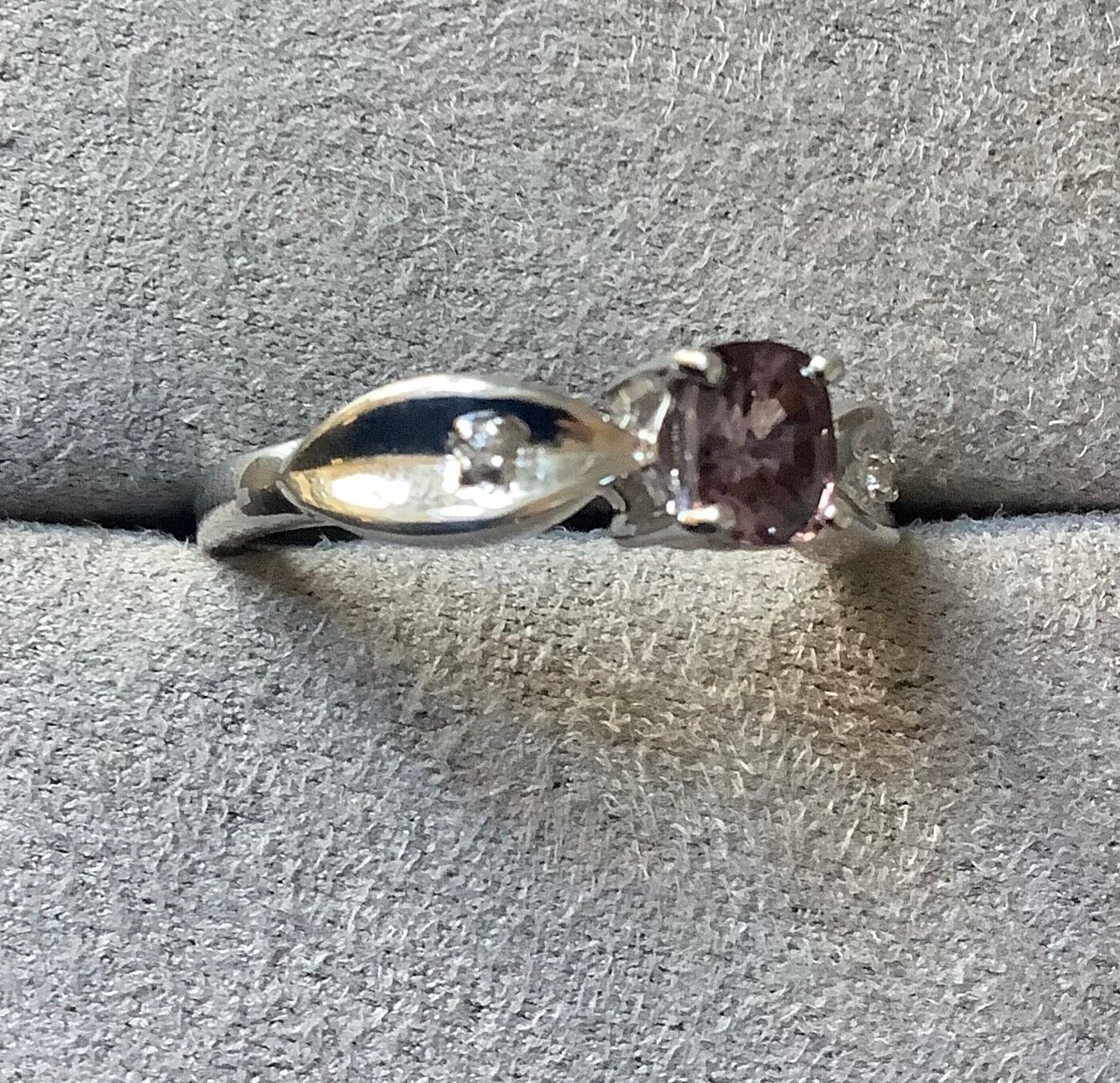 925 Purple Spinel solitaire sterling silver ring size P1/2