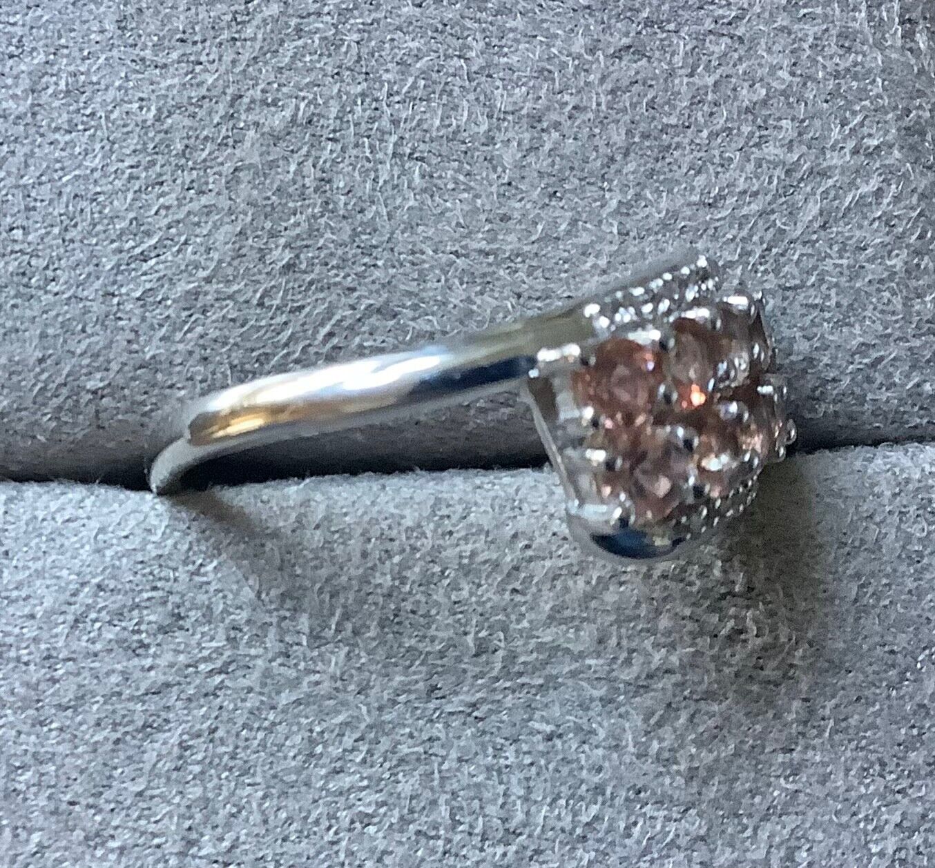 925 Andalusite & zircon offset double row bypass ring size P1/2 sterling silver