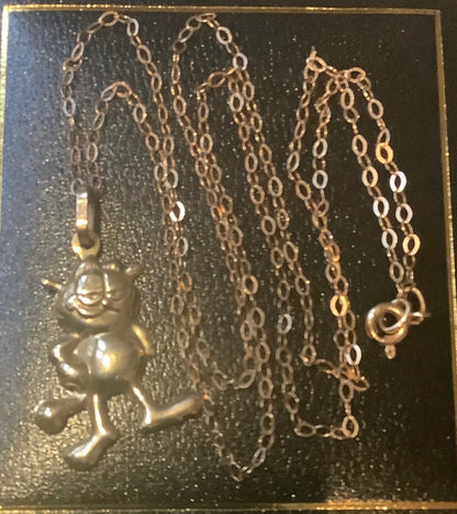 9ct Vintage Garfield necklace 16" yellow gold cat 1976 UFS