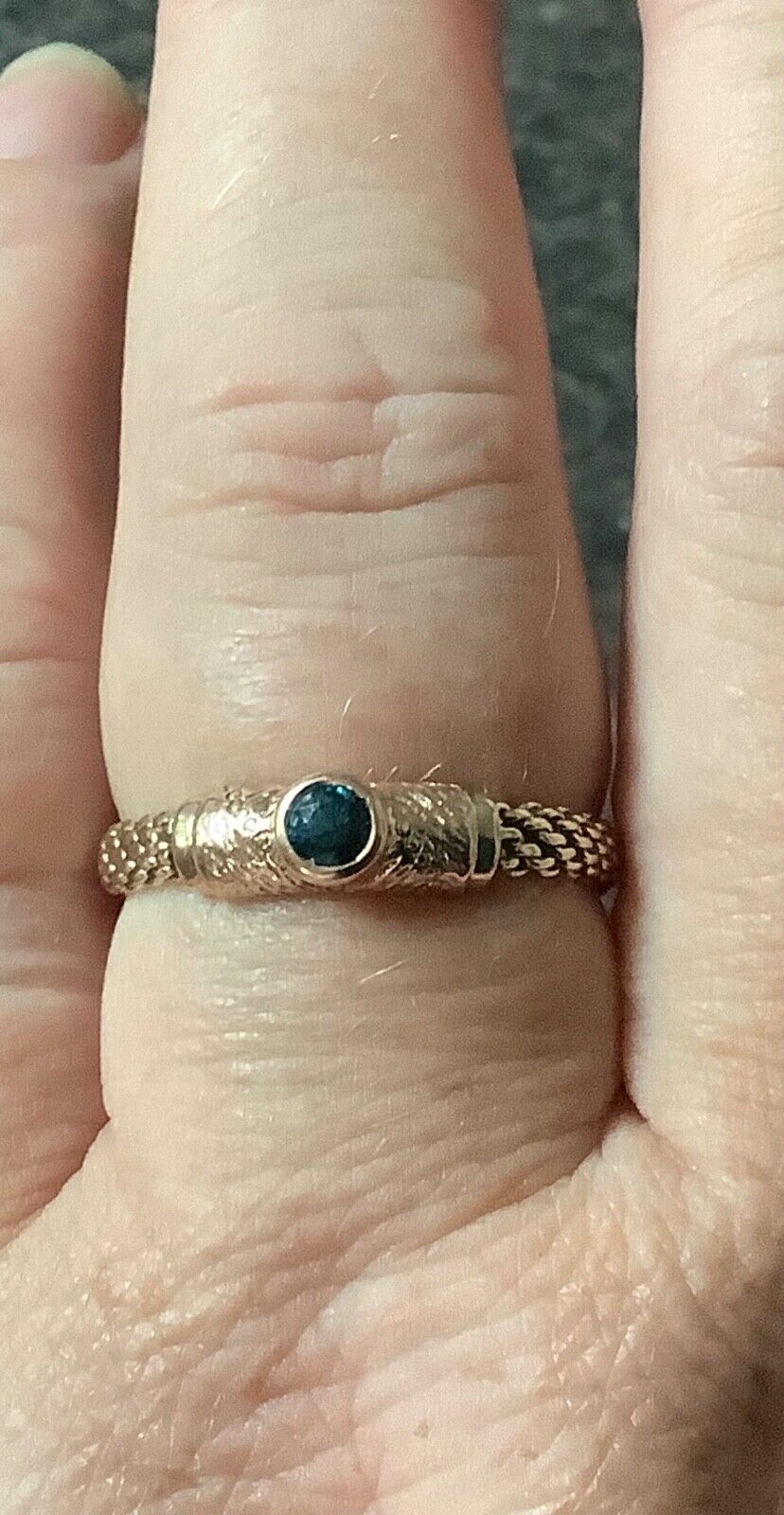 Clogau 9ct Sapphire birthstone weave ring size V1/2 yellow and rose gold RARE