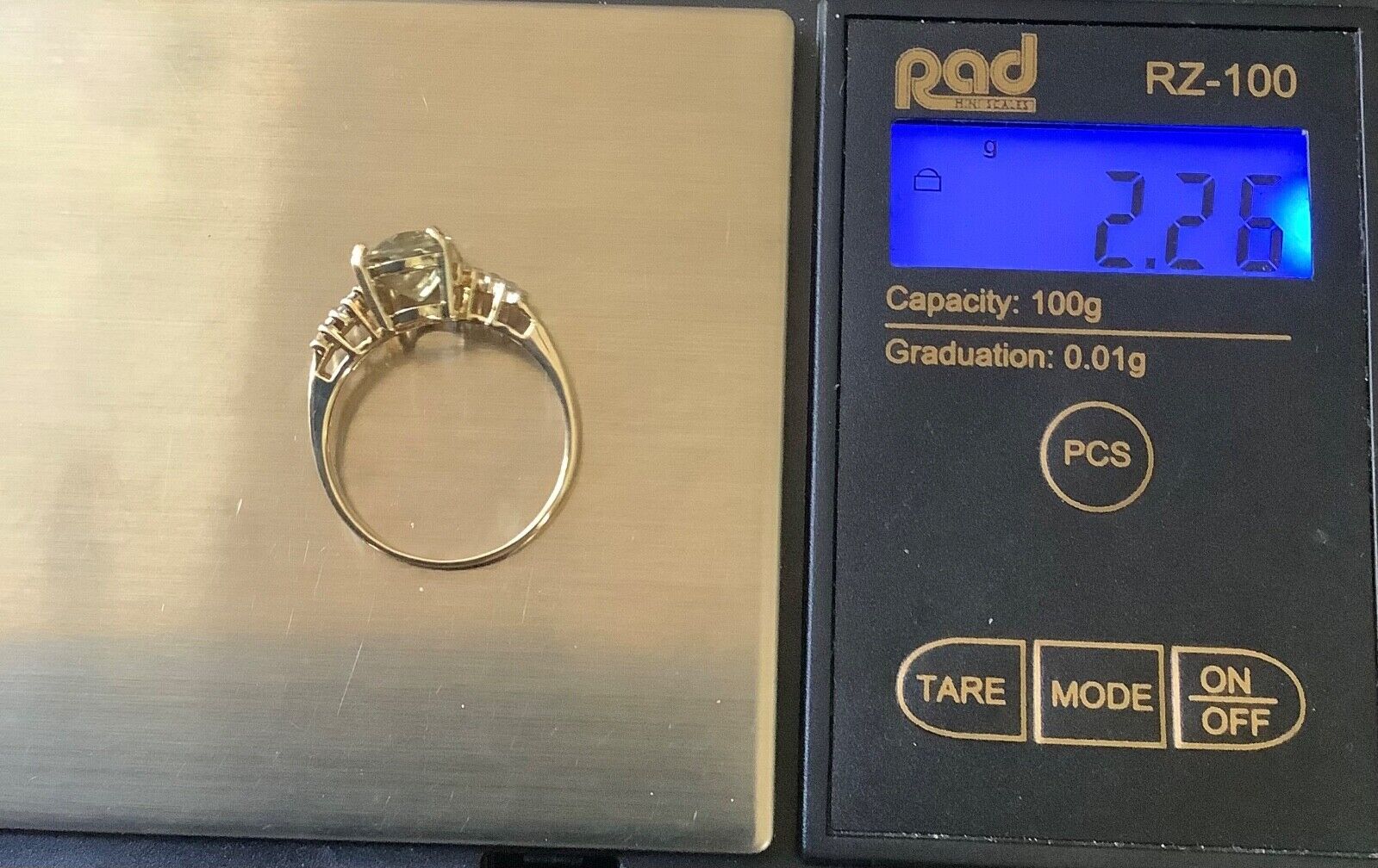 9ct colour change garnet and diamond ring size N1/2 yellow gold hallmarked
