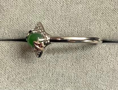 Clogau Ivy Leaves green jasper and white topaz ring size R silver and rose gold