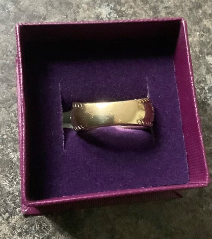 9ct gold diamond designer Sonia Bitton 3 row rope edge ring size N1/2-O 7.77g